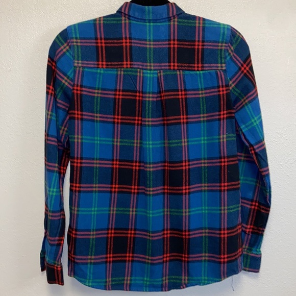 Madewell Blue Red Green Plaid Flannel Button Down Cabincore Casual Shirt 4925 - Picture 4 of 7